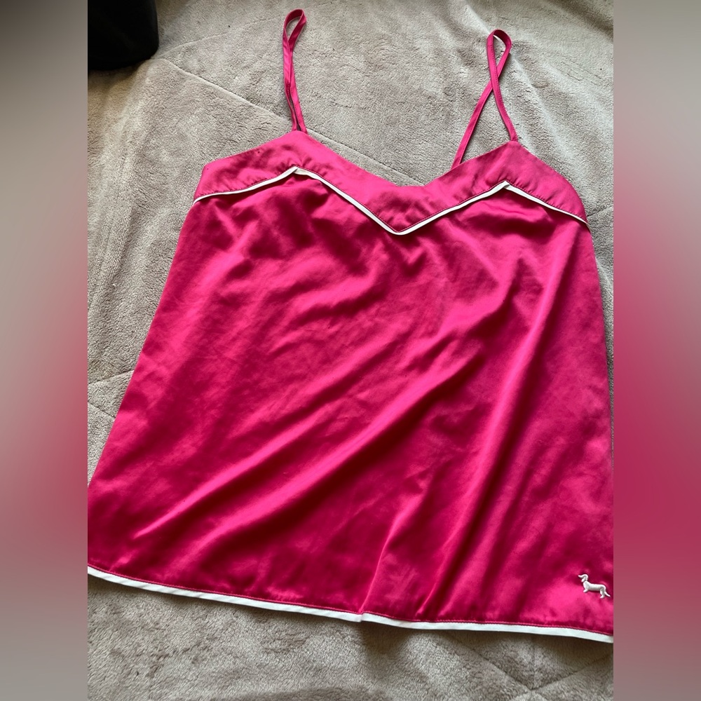 silk pink pajama tank top